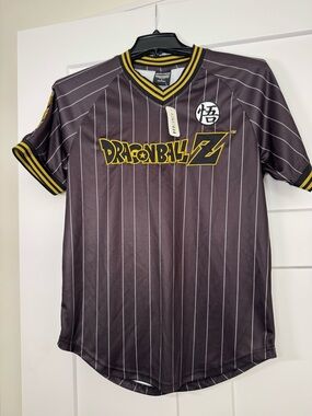 NWT BoxLunch DragonBallZ Goku Pinstripe Soccer Jersey Size Small
